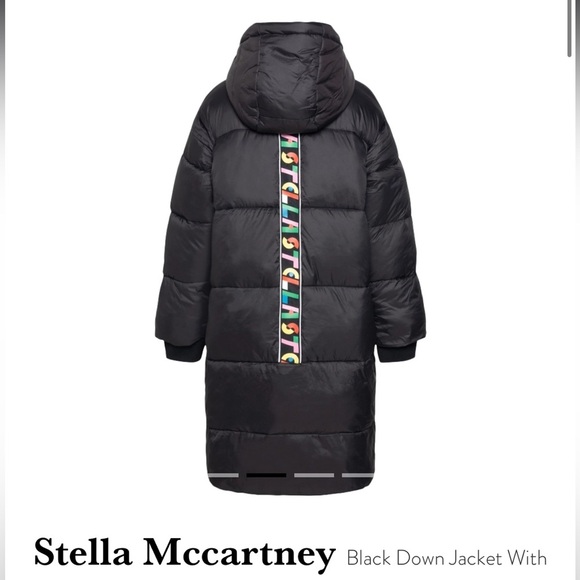 Stella Mccartney Black Down Jacket With
Multicolored Band On The Back - Picture 2 of 16